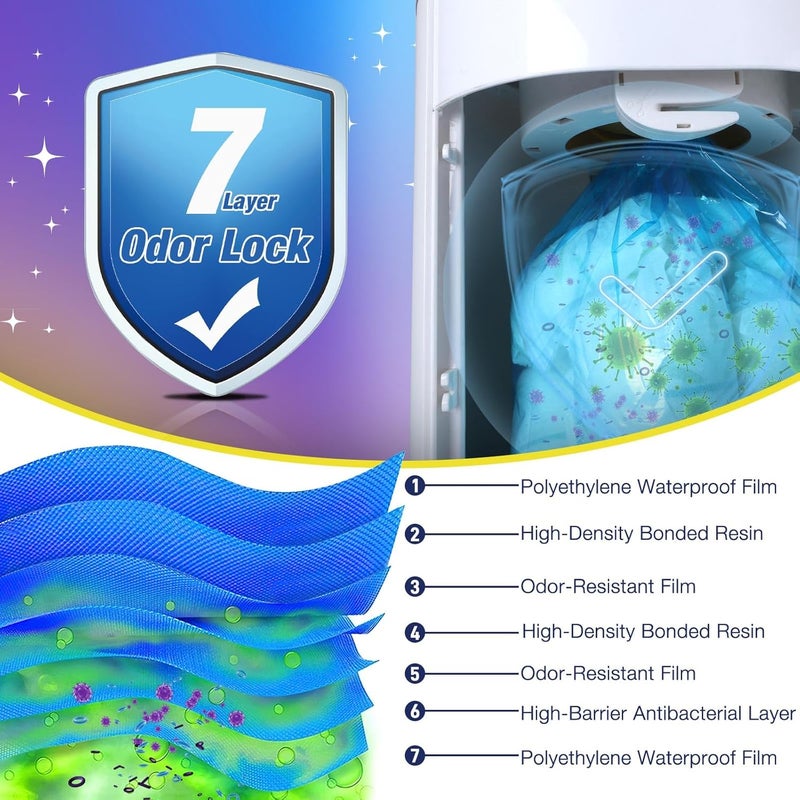 Eyssu Diaper Pail Refill Bags 40 Pack, Compatible with Arm&Hammer Disposal System, Diaper Bags with Upgraded Odor Lock, Seal and Toss Diaper Pail Refills, Holds up to 1280 Baby Diapers - Image 3